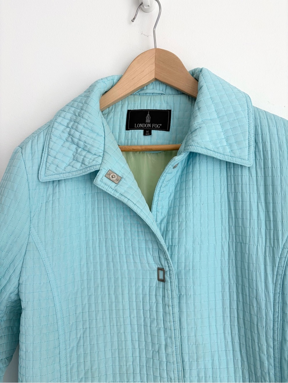 London Fog Robin Egg Blue Quilted Spring Jacket - Size M - Picture 3 of 8